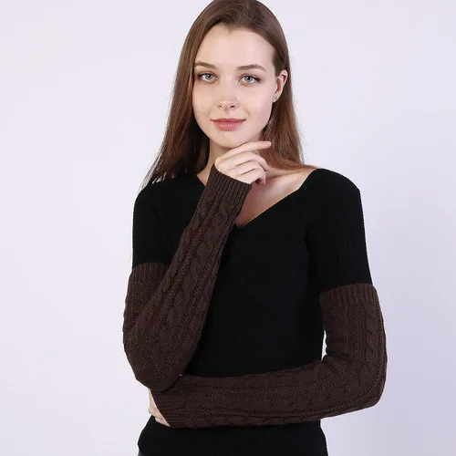 Vista 20 de Bellady Guantes de invierno para mujer, cálidos sobre el codo, guantes largos sin dedos con agujero para el pulgar, guantes de punto para calentar