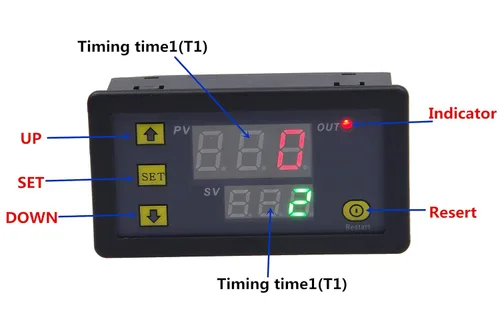Vista 2 de Interruptor de relé automotriz de 1500 W CC 12 V (11-14 V), tablero de relé de retardo de tiempo digital con pantalla LED de doble