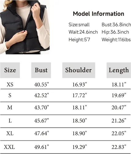 Vista 8 de Chaleco acolchado recortado para mujer, ligero, sin mangas, cálido, para invierno, con cuello alto, acolchado