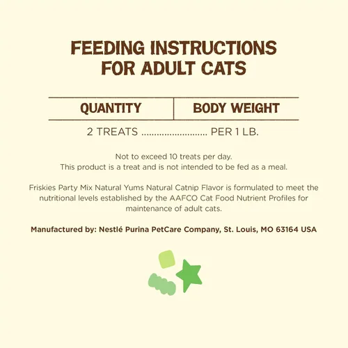 Vista 8 de Friskies fabricado en instalaciones de Purina en EE. UU., golosinas naturales para gatos, Party Mix Natural Yums sabor a hierba gatera