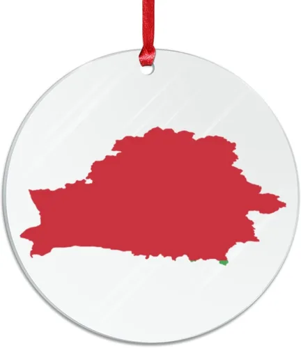 Vista 2 de Silueta de bandera de Bielorrusia, adornos de árbol de Navidad, bandera nacional, recuerdo de Navidad, adornos acrílicos de Bielorrusia