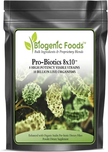 Vista 2 de ProBiotics 8x10 con fibra - Polvo orgánico 8 cepas de 10 mil millones de organismos vivos por porción, 30 SRV