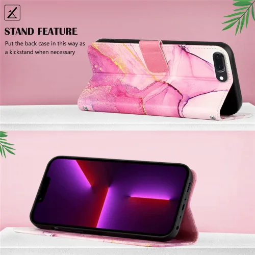 Vista 3 de Funda compatible con iPod Touch 7 tipo cartera para mujer, Touch 6 con tarjetero de piel de lujo con función atril, funda protectora para iPod Touch
