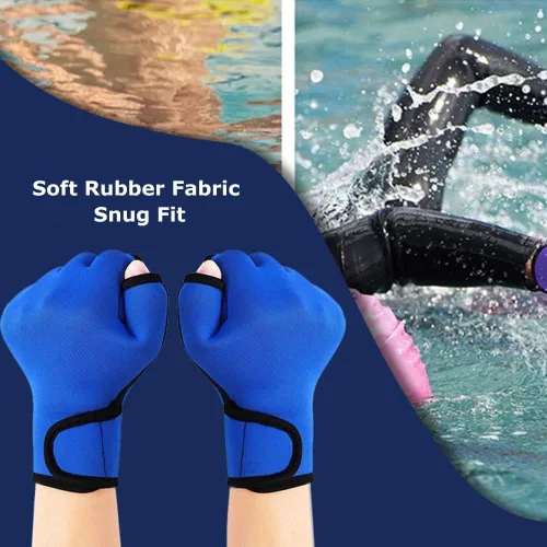 Vista 8 de 1 Pair Swimming Gloves Aquatic Swim Training Gloves Neoprene Webbed Gloves Fitness Water Resistance Glove for Men Women Children Unisex