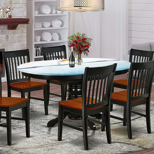 Vista 2 de XISUNYA Mantel ovalado ajustable de poliéster con bordes elásticos para acuario, protector de mesa con estampado de peces dorados saltos fuera