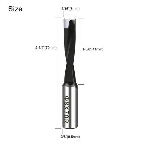 Vista 2 de Juego de brocas Forstner de 5/16 pulgada de carburo, broca Forstner de 8 mm con punta de carburo para madera dura, juego de sierras de perforación
