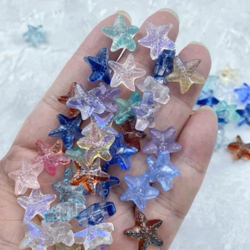Vista 4 de 60 cuentas de cristal de estrella de mar para hacer joyas, cuentas espaciadoras de vidrio de estrella de mar para aretes, pulseras, collares