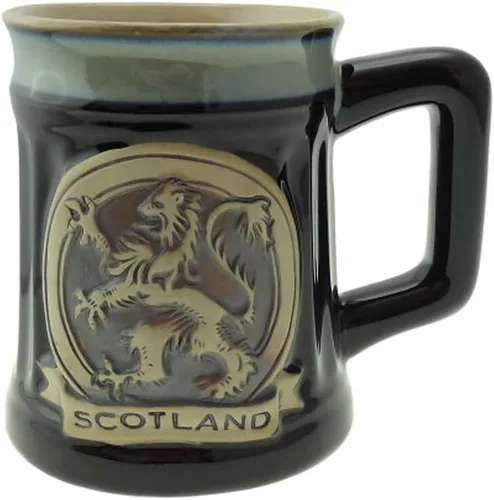 Vista 4 de Taza de gres de Glen Appin Escocia Taza de cerámica para café o cerveza 16.9 oz (500 ml) (Círculo celta - Negro)
