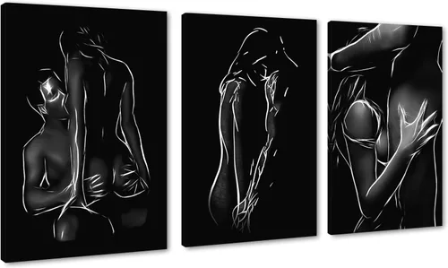 Vista 69 de Novatique 3 piezas de arte de pared sexy en blanco y negro para parejas desnudas, decoración de pared abstracta de amor para mujeres y hombres, arte