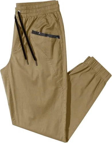 Vista 3 de JMIERR Pantalones deportivos de moda para hombre, pantalones cargo de sarga de algodón casuales con cordón