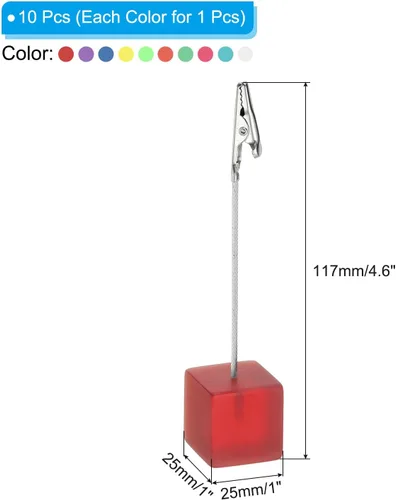 Vista 2 de PATIKIL Soporte para tarjetas de resina, 10 soportes para fotos de escritorio con clip, soportes para números de mesa, base de resina para fotos