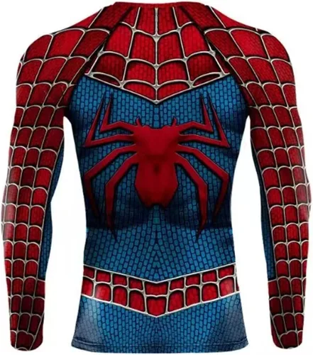 Vista 3 de Camiseta deportiva elástica, ajustada, de secado rápido, diseño de superhéroe en 3D, para cosplay