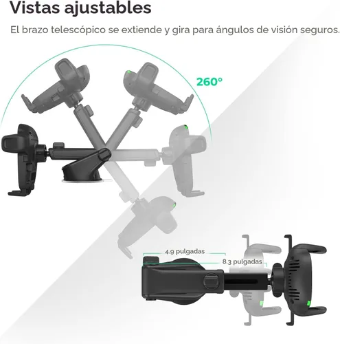 Vista 5 de iOttie Cargador de Coche Easy One Touch Inalámbrico 2 Qi Soporte de Tablero para iPhone, Samsung Galaxy, Huawei, LG, Smartphones