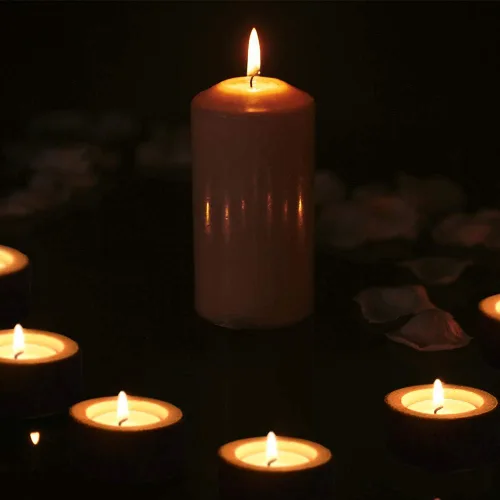 Vista 3 de Portavelas de madera para velas de té, soporte votivo rústico de madera natural para bodas, fiestas, cumpleaños, vacaciones, juego de 2
