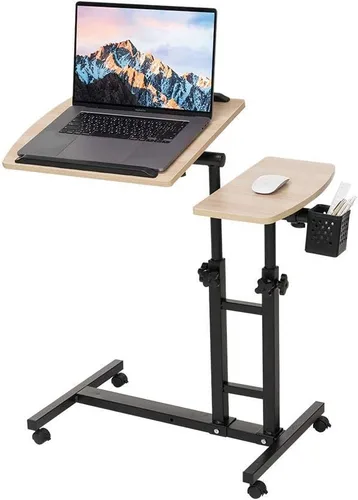 Vista 8 de Escritorio ajustable para laptop con ruedas, escritorio ajustable para cama, carrito ajustable para laptop, mesa sobre la cama, mesa auxiliar