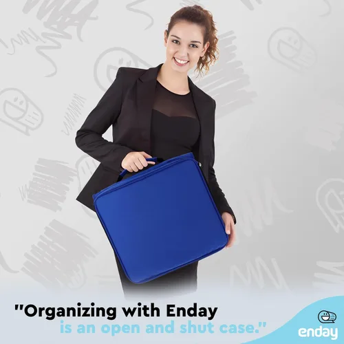 Vista 6 de Enday Carpeta con cremallera de 2 pulgadas, capacidad de 880 hojas, 5 bolsillos, carpeta de archivos expandible con asa duradera, organizador Azul