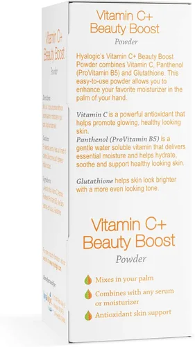 Vista 3 de Hyalogic Polvo de belleza con vitamina C + - Polvo de refuerzo de belleza para cara, mezcla con crema hidratante o suero, hidratación de la piel