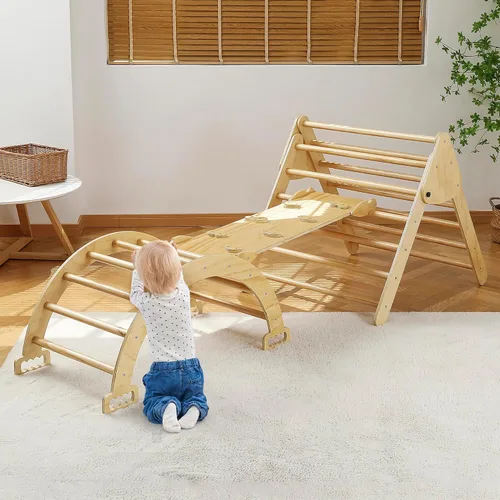Vista 8 de Houseables Juego de Pickler, Juego de triángulos Pikler, Pickler, Escalador de Pikler, Escalador Montessori, Juguetes de escalada para niños