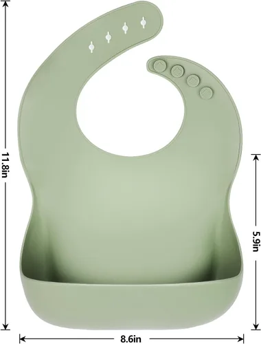 Vista 2 de Eascrozn Juego de 3 baberos de silicona para bebés y niños pequeños, sin BPA, suaves y ajustables impermeables para alimentos esenciales