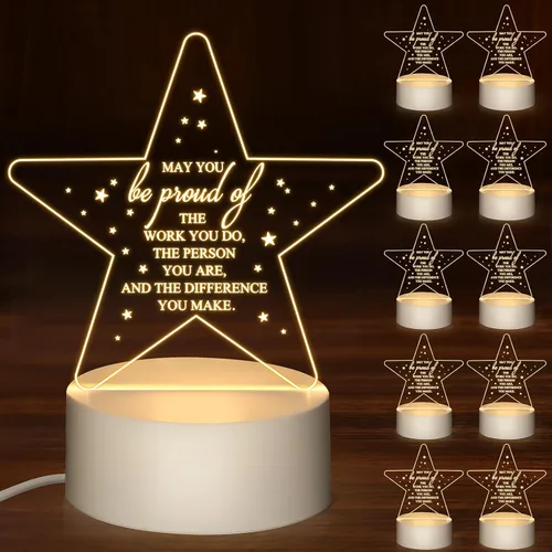 Vista 7 de 30 piezas de regalos de agradecimiento a los empleados para regalos de equipo, luz nocturna LED acrílica con texto en inglés "May You Be Proud of