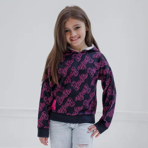 Vista 3 de Barbie Sudadera con capucha de forro polar para niñas pequeñas y grandes
