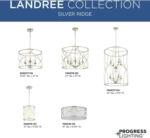 Vista 9 de Progress Lighting P500177-134 Colección Landree Foyer de ocho luces, Silver Ridge