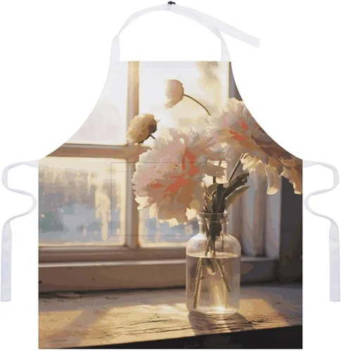 Vista 7 de MUSM Window Flower Apron，Classic Vintage Funny with Pockets Aprons,Adjustable Bib Waterdrop Resistant for Kitchen Cooking Restaurant BBQ Painting