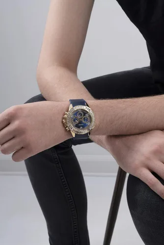 Vista 6 de GUESS US Men's Gold-Tone and Black Multifunction Watch, one