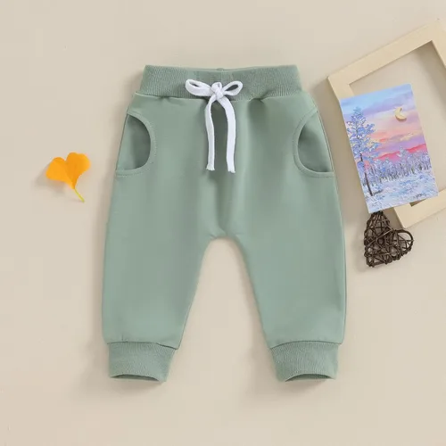 Vista 8 de Pantalones deportivos para bebés y niñas, color sólido, suaves, largos, para primavera, otoño, casual, pantalones deportivos