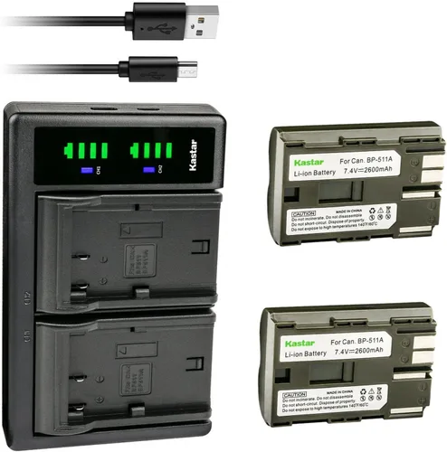 Vista 5 de Kastar Cargador de batería USB LTD2 - Reemplazo para Canon BP-511A, BP-512A, BP-522, CB-5L, CG-580, BG-E2N