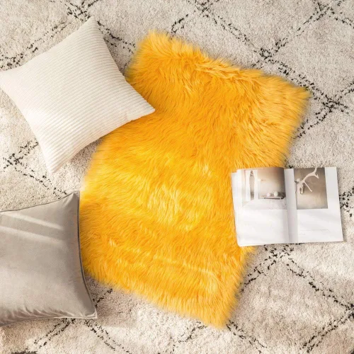 Vista 6 de MIULEE Alfombra de Área de Lujo Súper Suave y Esponjosa de Piel Sintética Rectangular Alfombra Decorativa de Felpa Shaggy para Mesita de Noche Sofá