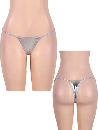 Vista 5 de ohyeah Traje de baño de mujer brillante micro tanga G String Bikini Bottom negro Swim Tangas Ropa interior Playa Panty S-2X