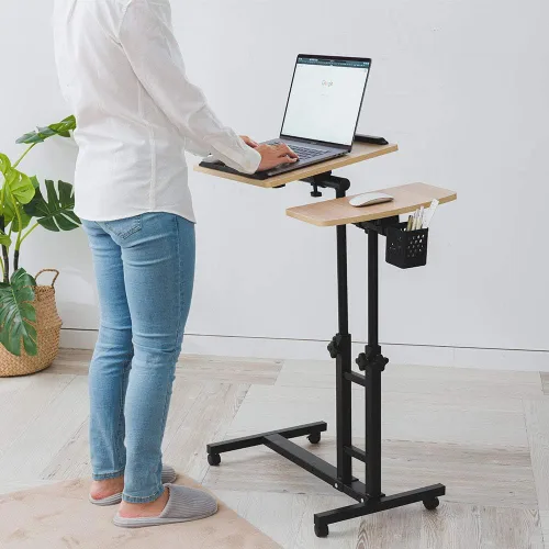 Vista 5 de [Usado] Mesa ajustable para computadora portátil sobre la cama, parte superior inclinable con alfombrilla para el mouse, escritorio de noche