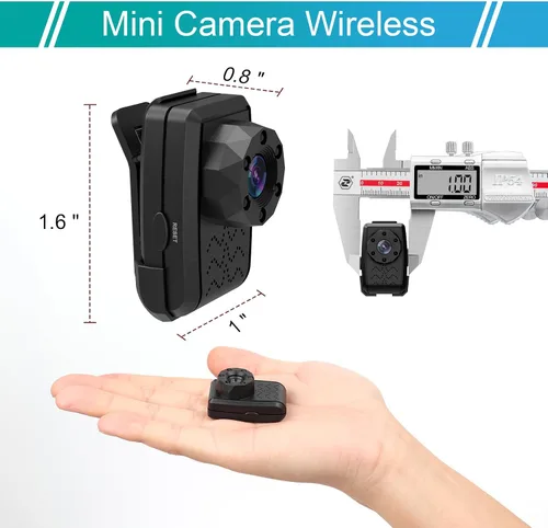Vista 2 de Mini cámara inalámbrica HD pequeñas cámaras de vigilancia WiFi con detección de movimiento, clip trasero, grabadora de video portátil, cámara