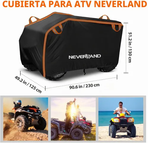Vista 6 de NEVERLAND Funda impermeable para cuatrimoto de 4 ruedas con hebilla, a prueba de polvo, anti rayos UV, resistente al viento, para todo