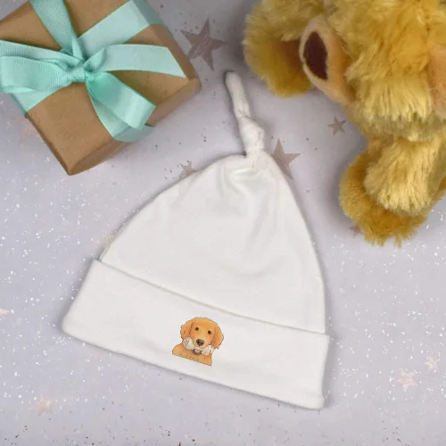 Vista 3 de Golden Retriever with Bone' Baby Beanie Hat (BH00021571) White