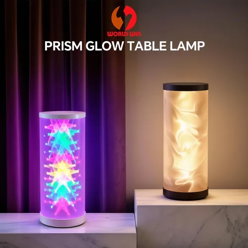 Vista 7 de WORLD WIN Prism Glow - Lámpara de mesa RGB – Luz nocturna inteligente que cambia de color para dormitorio, sala de estar y configuración