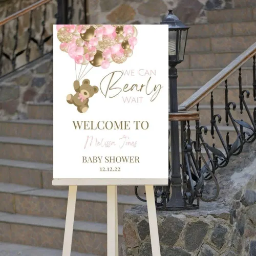 Vista 7 de Letrero personalizado para baby shower, cartel de bienvenida de elefante para baby shower, bienvenida de baby shower de elefante floral azul, Baby