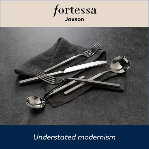 Vista 9 de FORTESSA Jaxson - Cubiertos de acero inoxidable 18/10, ajuste de lugar de 5 piezas con cuchillo de mesa, tenedores y cucharas (servicio para 1)
