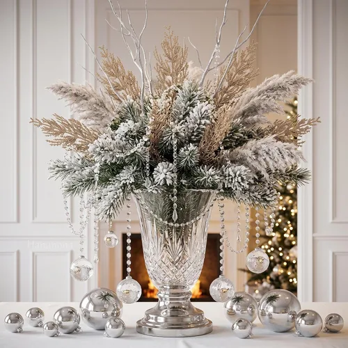 Vista 6 de Hananona Ramas de pino artificiales, 40 tallos de cedro sintético de Navidad, ramas de cedro sintético artificiales, púas de pino de Navidad falsas
