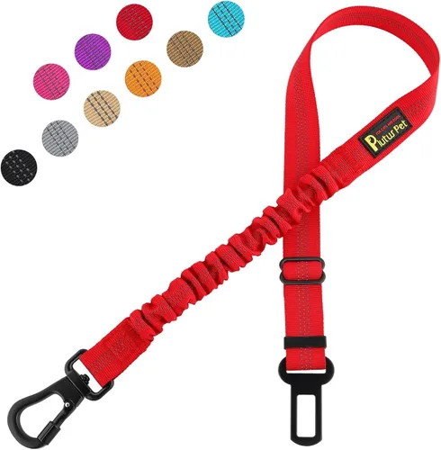 Vista 11 de Plutus Pet Cinturón de seguridad para perro para el coche, arnés de coche ajustable para perros con clip de mosquetón, cinturón de seguridad Beige