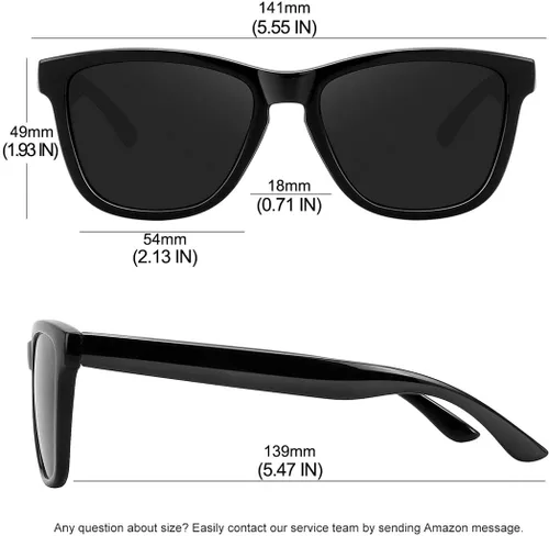 Vista 4 de Meetsun - Lentes de sol polarizados, unisex, modernos, con estilo de diseñador, clásico y retro A1 Negro Brillante
