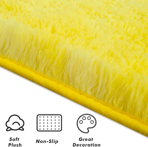 Vista 64 de Softlife Alfombra naranja para dormitorio, alfombra de felpa esponjosa para sala de estar para niñas, alfombra lanuda para niños, alfombra suave