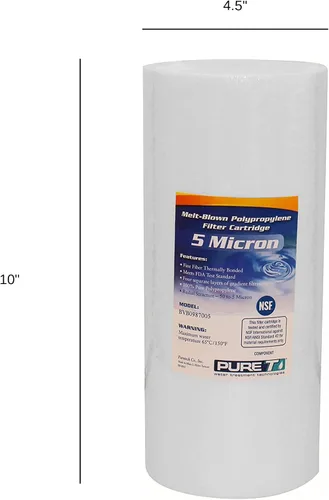 Vista 2 de PureT BVB0987005 - Filtro de sedimentos de agua de 10 x 4.5 pulgadas, certificado NSF, filtro de polietileno hilado que elimina sedimentos y otros