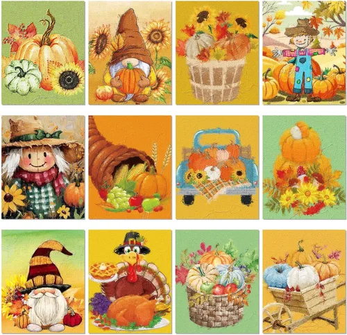 Vista 16 de Sherr 12 lienzos predibujados preimpresos para adultos, para sorber y pintar, lienzos de fiesta, kit de pintura para verano, Pascua, Día de la Madre