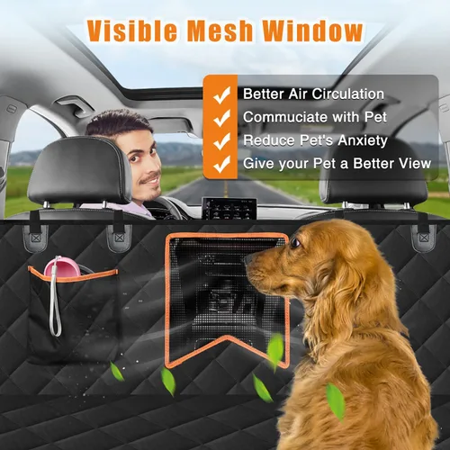 Vista 3 de Kytely Funda de asiento de coche para perro, tamaño XL, funda de asiento de perro resistente para asiento trasero, hamaca antideslizante 100%