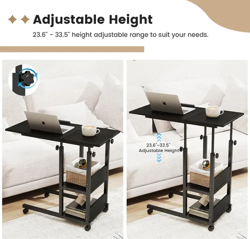 Vista 4 de Hadulcet Mesa C Ajustable con Estación de Carga, Escritorio Inclinable Mesa Auxiliar en Forma de C para Sofá, Soporte sobre Cama con Ruedas