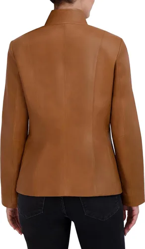 Vista 4 de Cole Haan Abrigo de cuero con cuello de ala totalmente forrado para mujer