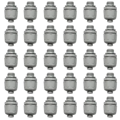 Vista 15 de Conectores de conducto, conector hermético de líquido de 1/2 pulgada NPT no metálico para accesorios de conducto flexibles eléctricos de PVC, 180