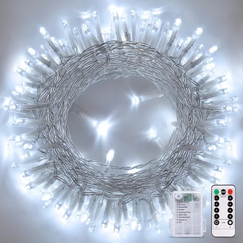 Vista 10 de JMEXSUSS Luces de Navidad multicolor que funcionan con pilas con 8 modos de control remoto, impermeables, 33 pies, 100 luces LED de Navidad
